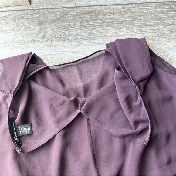 Kenneth Cole Lightweight Chiffon  High Low Hem Sleeveless Blouse in Purple - Picture 12 of 12